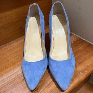 Blue suede heels